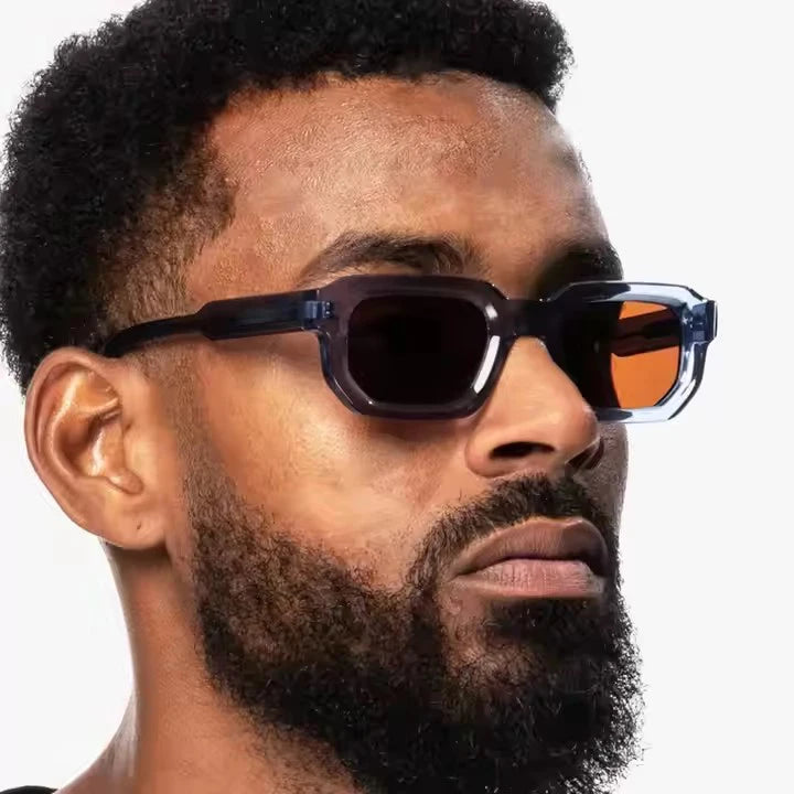 Retro Custom Logo Designer Fashion Shades Men Sunglasses Woman High Quality Famous Brand Acetate Thick Rectangle Sunglasses