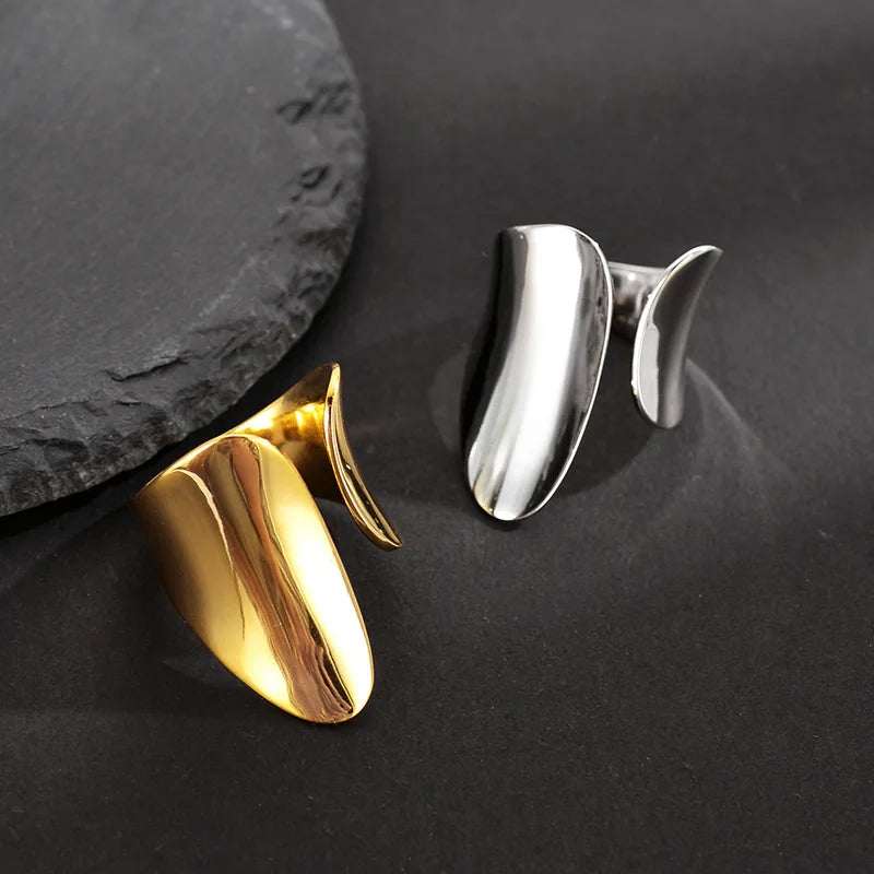 Geometric New Fashion Wide Open Chunky Rings for Women 925 Sterling Silver Fine Jewelry