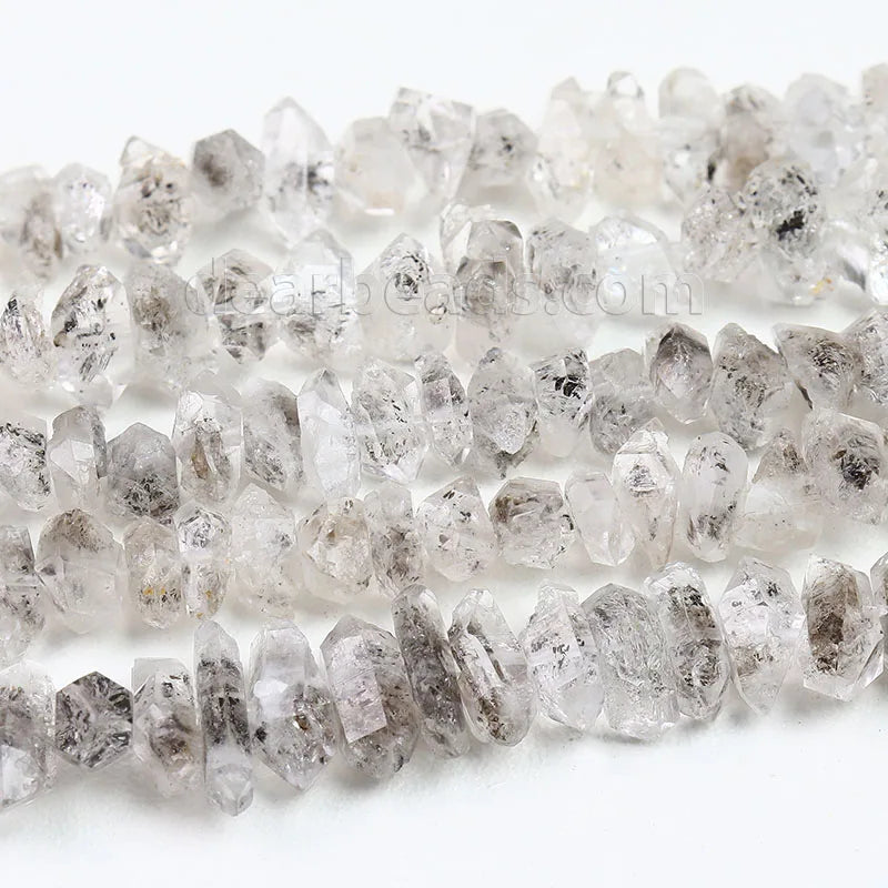 New Arrived Herkimer Diamond Quartz Beads Irregular Naturally Formed Double Terminated Crystal Bead for Jewelry Making 8 Inches