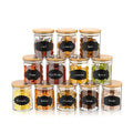 Pack of 10 Stackable Kitchen air Tight High Borosilicate Glass Spice Storage Jar Set with Bamboo Lid