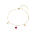 Peishang Fine Jewelry 925 Sterling Silver Boho Simple Foot Jewelry Beach Adjustable Anklet Ruby Turtle Starfish Anklet for Women