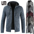 Liu Ming 2025 New Men Casual Thick Outerwear Hooded Zipper Coats Full Sleeve Cardigan Sweaters for Autumn and Winter