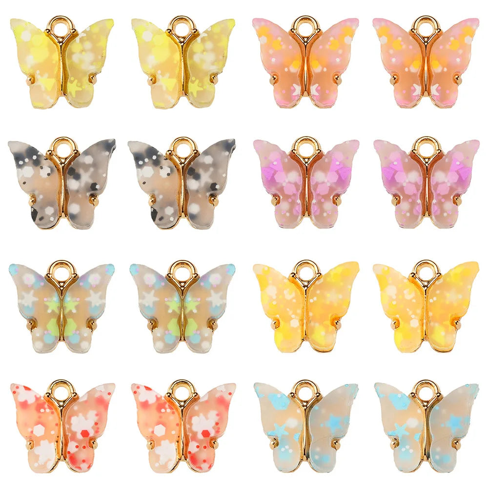 New Fashion Acrylic Butterfly Charms Pendants Alloy Butterfly Dangles for  Earrings Bracelets Necklace Jewelry Making DIY