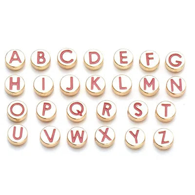 26pcs Round Loose Alphabet A-Z Beads Set Dripping Letter Charms Pendant for Jewelry Making