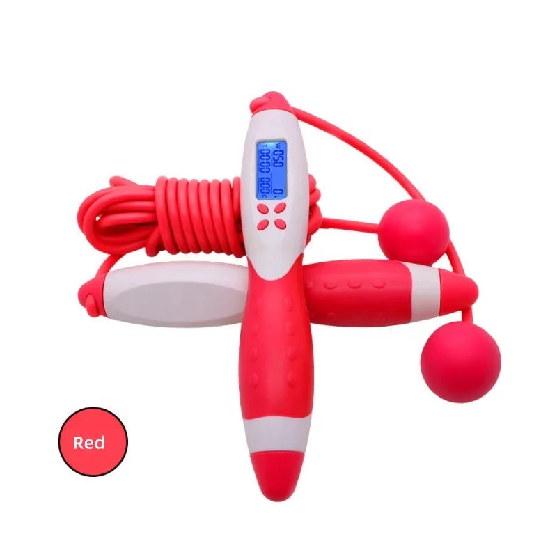 Custom Logo PVC Fitness Adjustable Wire Calorie Calculator Jumping Digital Counter Count Timer Smart Skip Jump Rope With Display