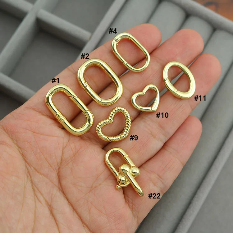 Gold Plated Oval Carabiner Lobster Clasp Lock ConnectorHeart Spring Push Gate Ring for DIY Jewelry Finding Necklace Bracelet