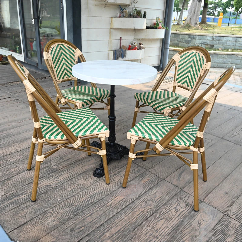 Luxury Modern Metal Wicker Outdoor Dining Chair with Durable Frame for Garden Patio & Outdoor Use