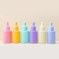 Wholesale Macaroon Colors Luxury Face Serum & Cream Cosmetics Glass Bottle Roll on Sealing Screen Printed with Pipette 30ml