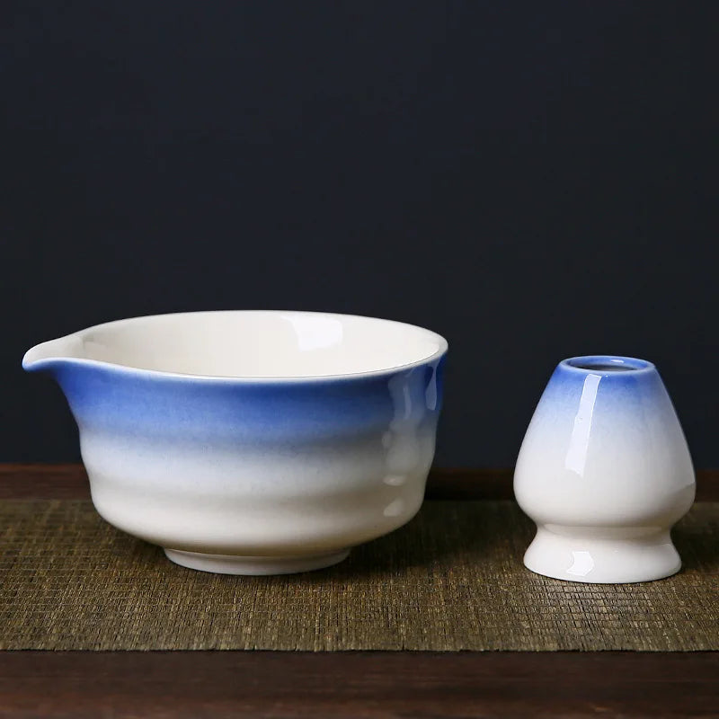 Japanese Ceramic Matcha Tea Tools Set Hand-painted Handmade Matcha Chawan Bowl Completely Handmade Bowl  With Mouth