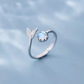 Popular Korea New Coloured Glaze Mermaid Open Ring Adjustable Fairy Tale Jewelry for Ladies