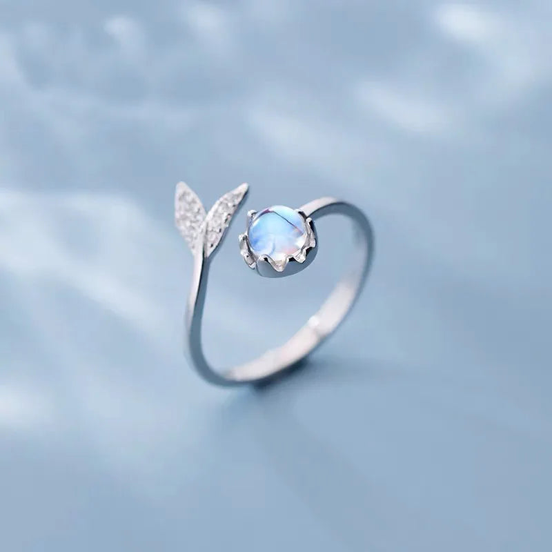 Popular Korea New Coloured Glaze Mermaid Open Ring Adjustable Fairy Tale Jewelry for Ladies