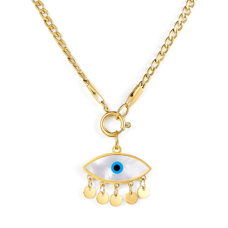 Wholesale Personalized Devil's Eye Jewelry Stainless Steel Round Charms Demon Eyes Pendant Necklace