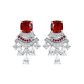 2023 Trend Jewelry  Delicate Geometric Inlaid Egg-shaped Red Ruby Corundum Earrings 925 Sterling Silver Earrings