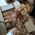 Christmas G-2070 Artificial Golden Plant Leaves Bouquets Flowers for Home Wedding Store Decoration
