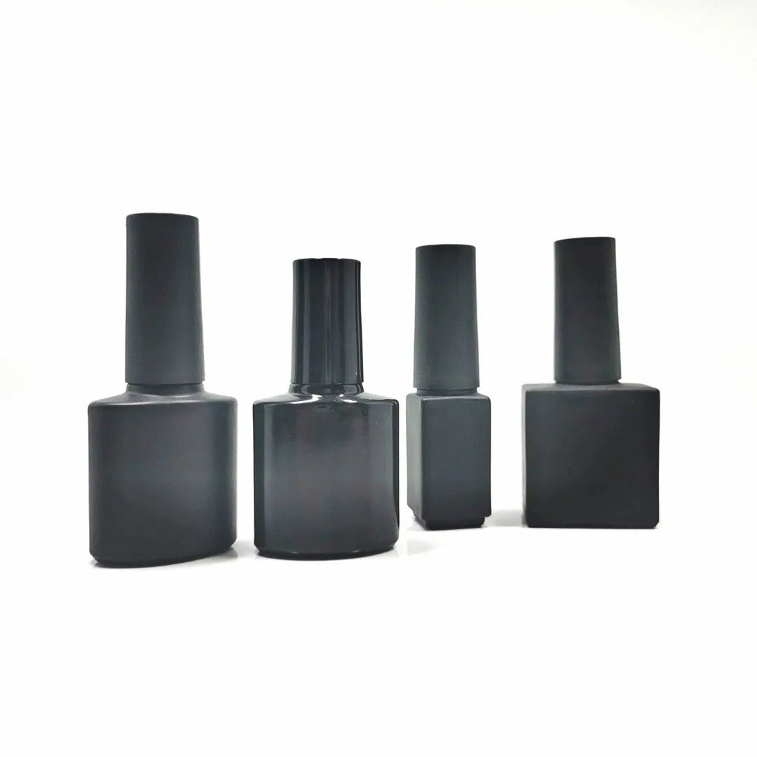 Private Label Avoid Light Black Empty Cosmetic Glass Bottle 10ml square Frosted Nail Polish Bottle