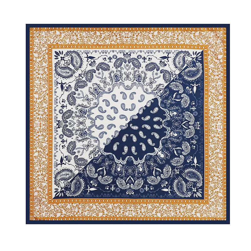90*90CM Summer New Colored Square Scarf Waist Drum Flower Printed Fashion Muslim Scarf Wholesale