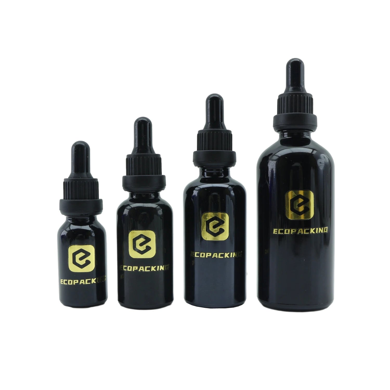 Custom Oil Dropper Bottle 5ml 10ml 15ml 20ml 30ml 50ml 100ml Black Glass Bottle with Dropper Lid