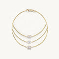 LOZRUNVE 925 Sterling Silver Single CZ Stone Linked Chain 14k 18k Gold Bracelet for Women