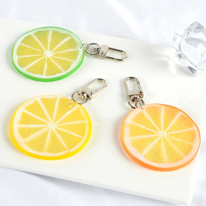 Cute Lemon Keychain 3D Rubber Artificial Food Key Chain Bag Pendant Custom Pvc Keychain