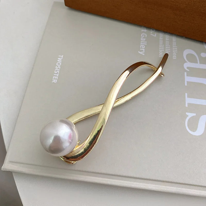 Fashion Girls Metal  Pearl Hair Claw Hairpins Sweet Ponytail Clip Barrettes Hairgrips Headwear Women Hair Accessories