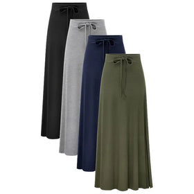 2024 New Arrival Hot Selling High Waist Slim Vintage Solid A-line Women's Casual Swing Long Skirts for Ladies