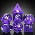 Matt Purple Flower RPG Dice 16mm Square Zinc Alloy 7 PCS D&D Dice Set for Dungeons and Dragons