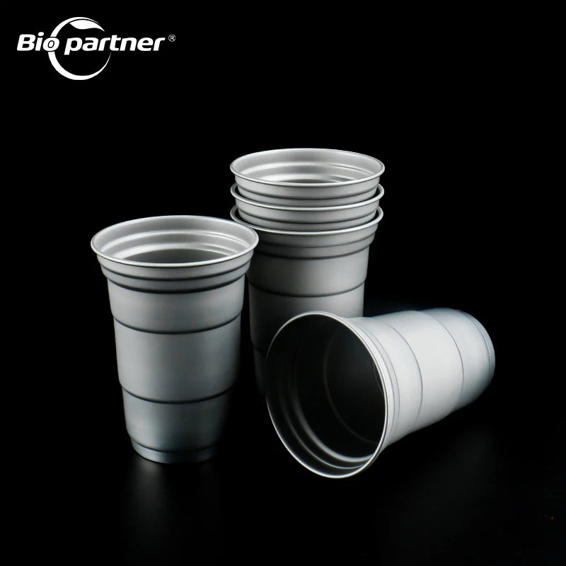 Customized Logo Aluminum Beer Tumbler 400-600ml for Biopartner Recyclable Outdoor Party Cold Drink Cup