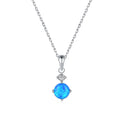 Sterling Silver Opal Pendant Necklace with Lucky Birth Stone 925 Silver Diamond and Zircon Gold Jewelry