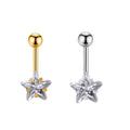 Trendy Five-pointed Star Zircon Navel Ring Stainless Steel Belly Button Ring Body Piercing Cute Wedding Unisex Jewelry