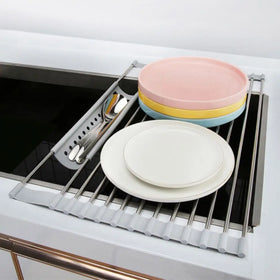 Rack Silicone Silicone Kitchen Accessories Over the Sink Dish Drying Rack Roll up Silicone Folding Draining Rack