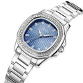 SINOBI New Fashion Square Women's Stainless Steel Band Alloy Case Glass Dial Pointer Hands Waterproof Quartz Watch Calendar Gift
