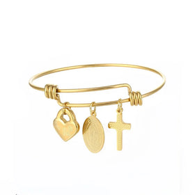 Religious Popular Bracelet Christian Jewelry Stainless Steel Virgin Mary Oval Lady DIY Bracelet Bangle