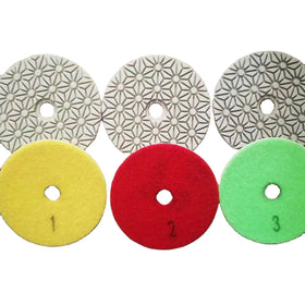 3 Step 4 Inch Wet Diamond Polishing Pads for Marble Granite Stone Tile Quartz 100mm Grinding Disc