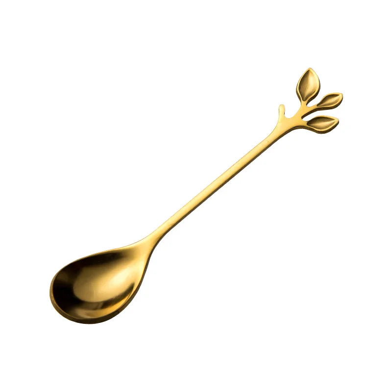 High Quality Luxury Silver Golden 304 Stainless Steel Gold Plated Eco-Friendly 4-Piece Tea Coffee Spoon Set
