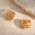 Trendy Fashion Jewelry Gold Plated Thick Chunky Hoop Jewelry Diamond Women Circle Rhinestone Drop Earrings
