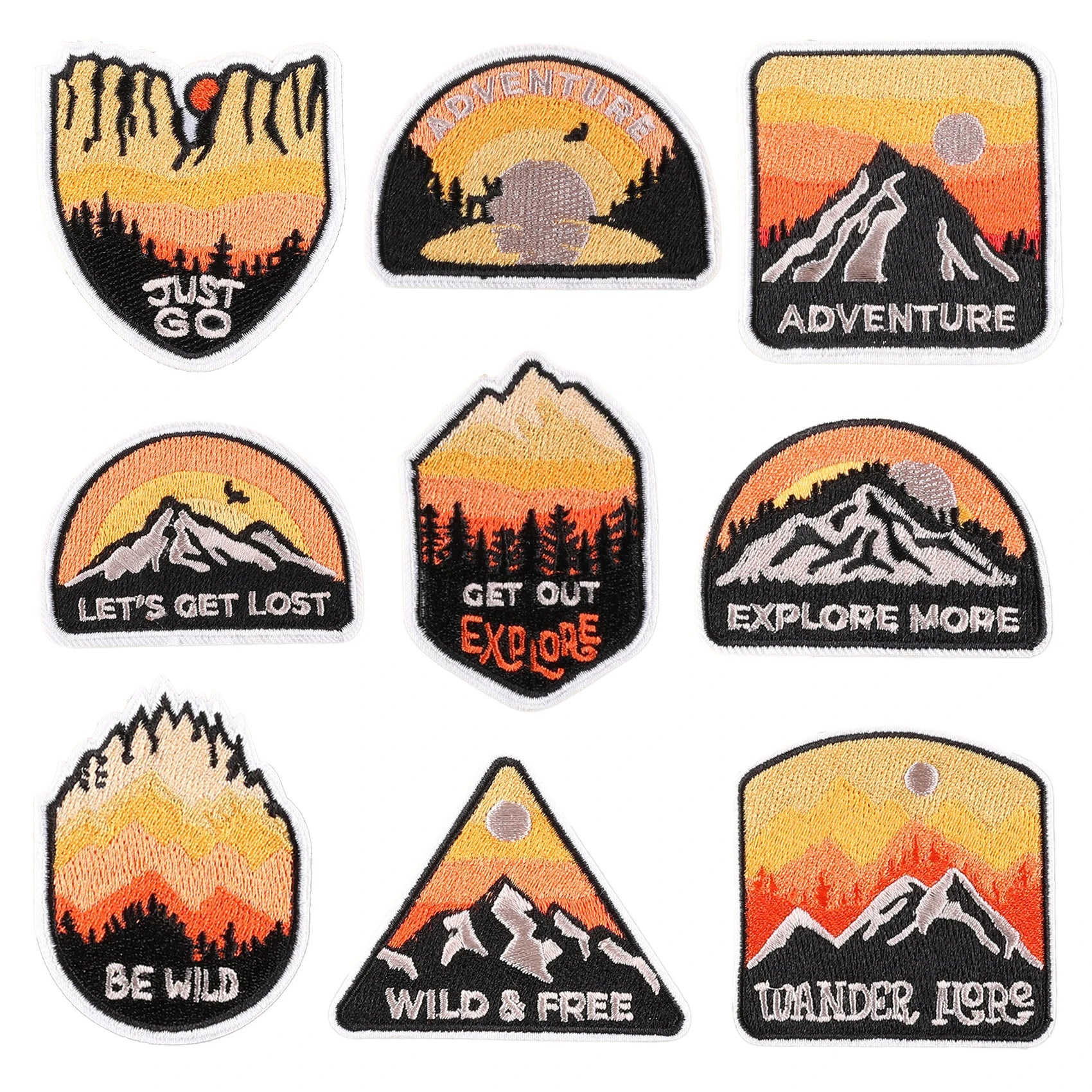Outdoor Mountains Sunset Badge Embroidery Iron on Outdoor Patches for Cap