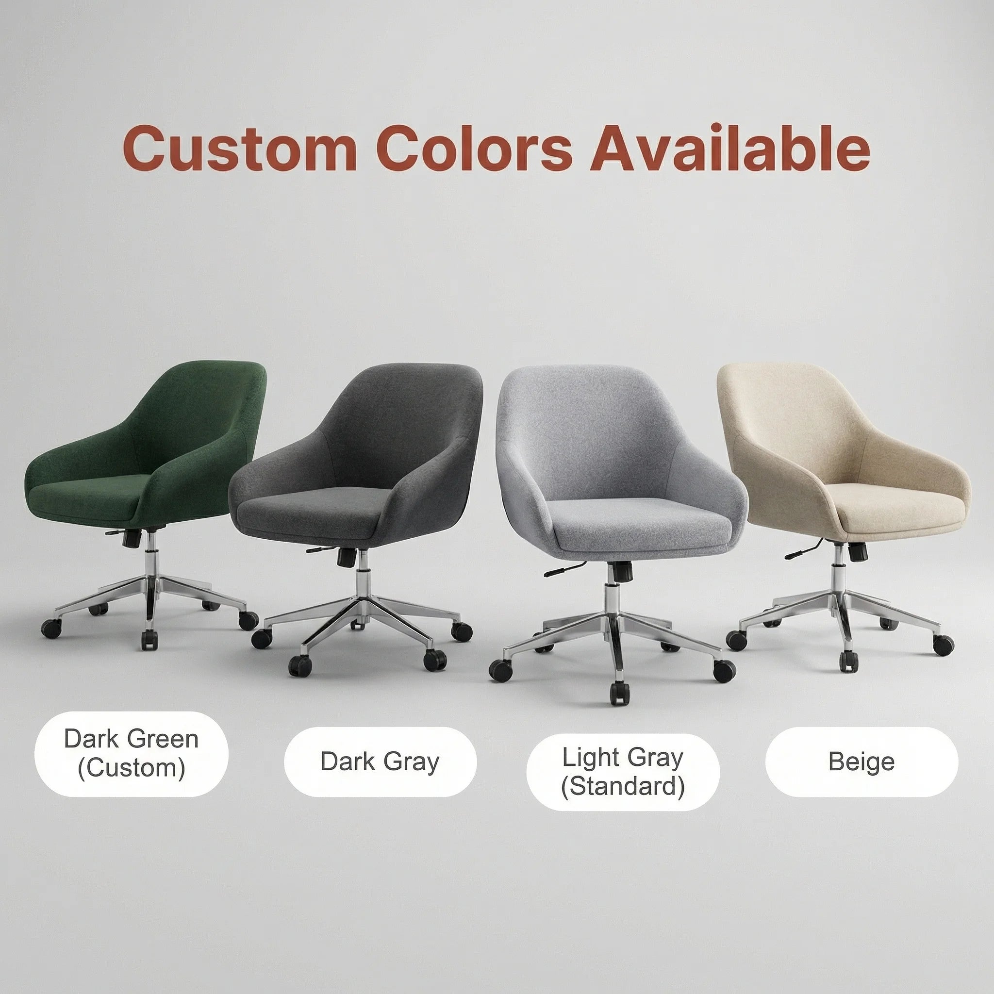 Modern Executive Office Chair Fabric Ergonomic Swivel with Metal Base Revolving Mesh Style for Computer Use