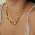 Chunky  18k Gold Plated Stainless Steel Thick 8mm Rope Twist Link Chain Necklace