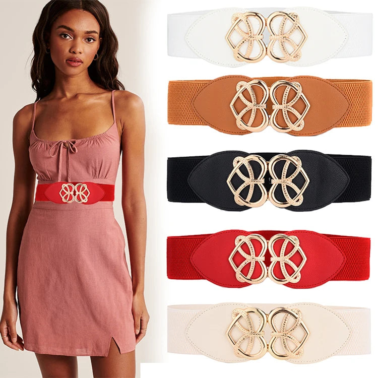 Designer Retro Belt for Women Simple and Versatile PU Plus Size Wide Belts with Alloy Buckle Fashion Accessory