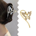 2023 New Korean Hair Clips Hair Claw Women Shiny Diamond Pearl Butterfly Metal Hollow Crab Shark Clip Luxury Hair Accessories