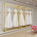 Boutique Bridal Shop Interior Shiny Romantic Design Luxury Wedding Dress Display Stand Bridal Dress Hanger