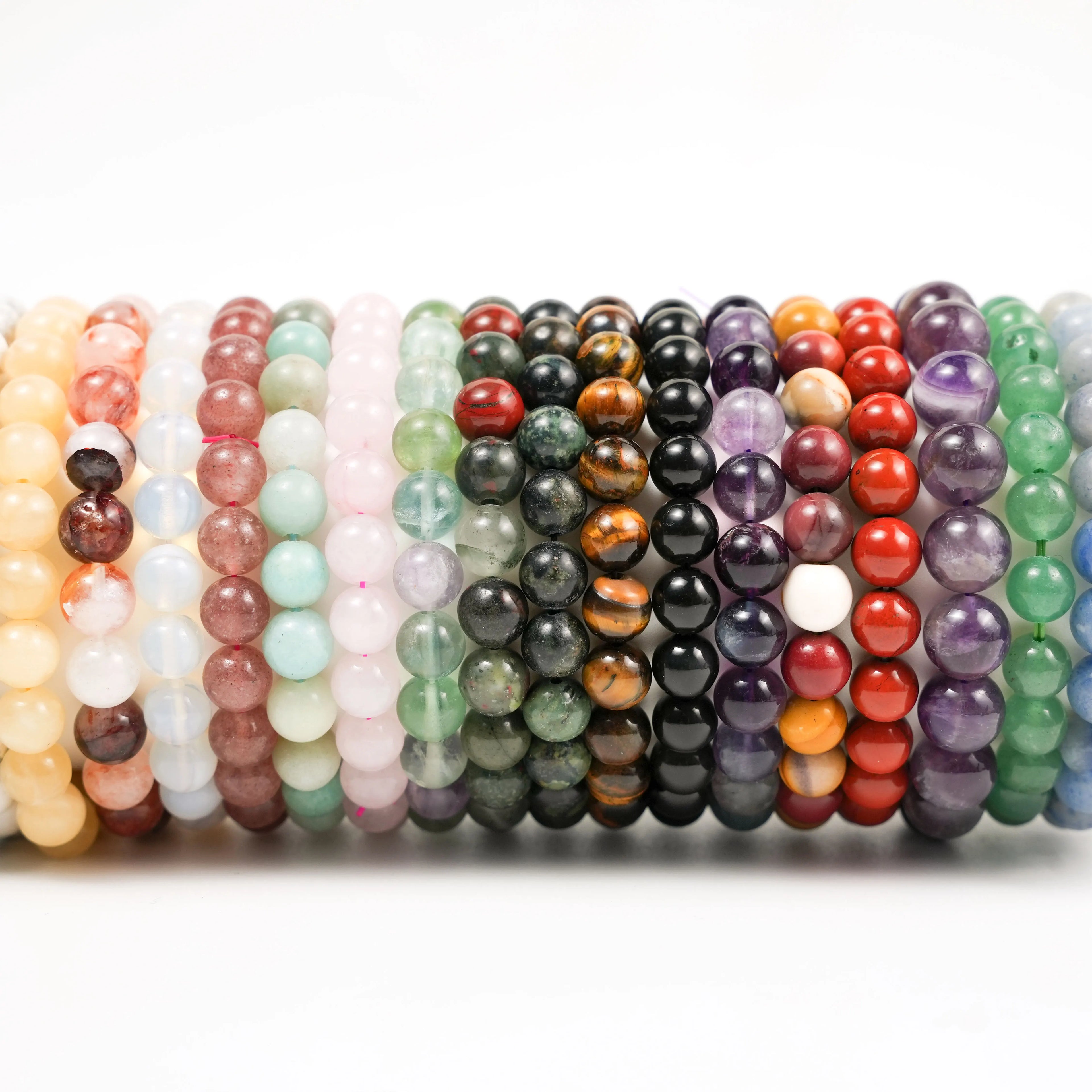 Boheng 6mm 8mm 10mm Crystal Round Beads Seamless Elastic Stretch Bracelet Love Feng Shui Style for Women and Men