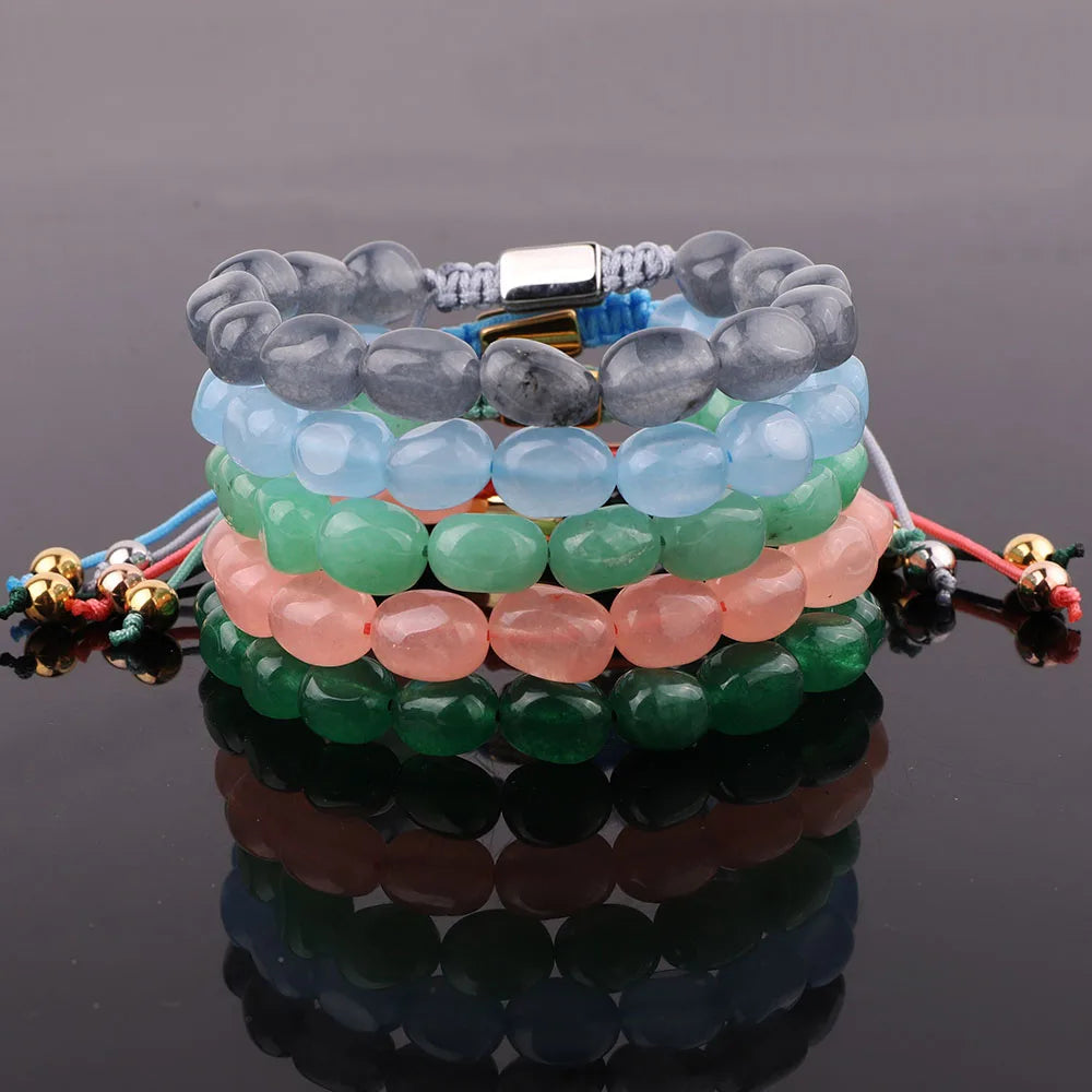 New Fashion Natural Stone Colorful Jade Beads Adjustable Custom Macrame Bracelet Women Jewelry JBS12282
