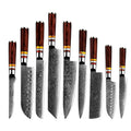 Grandsharp Japanese Damascus Kitchen Knife Set 67 Layers Damascus Steel Santoku Boning Kiritsuke Cleaver Utility Chef Knives Set
