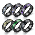 Dingchao 8mm Stainless Steel Fine Ring Colorful Abalone Shell with Geometric Design Fashionable Drip Shell Ring
