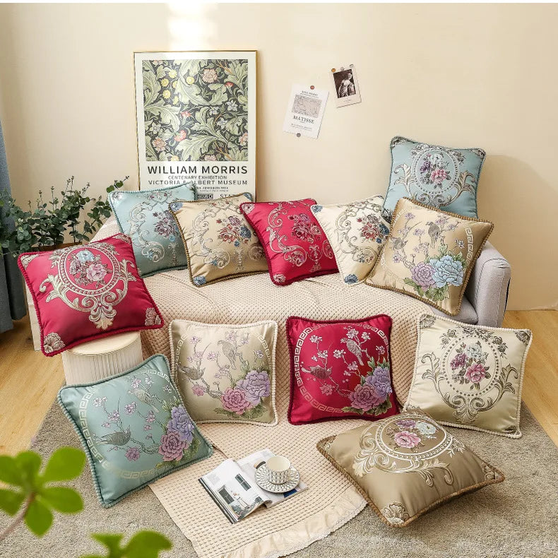 European Style Embroidery Printed Home Decor Pillow Case Embroidered  Home Decor Soft Cushion Case/