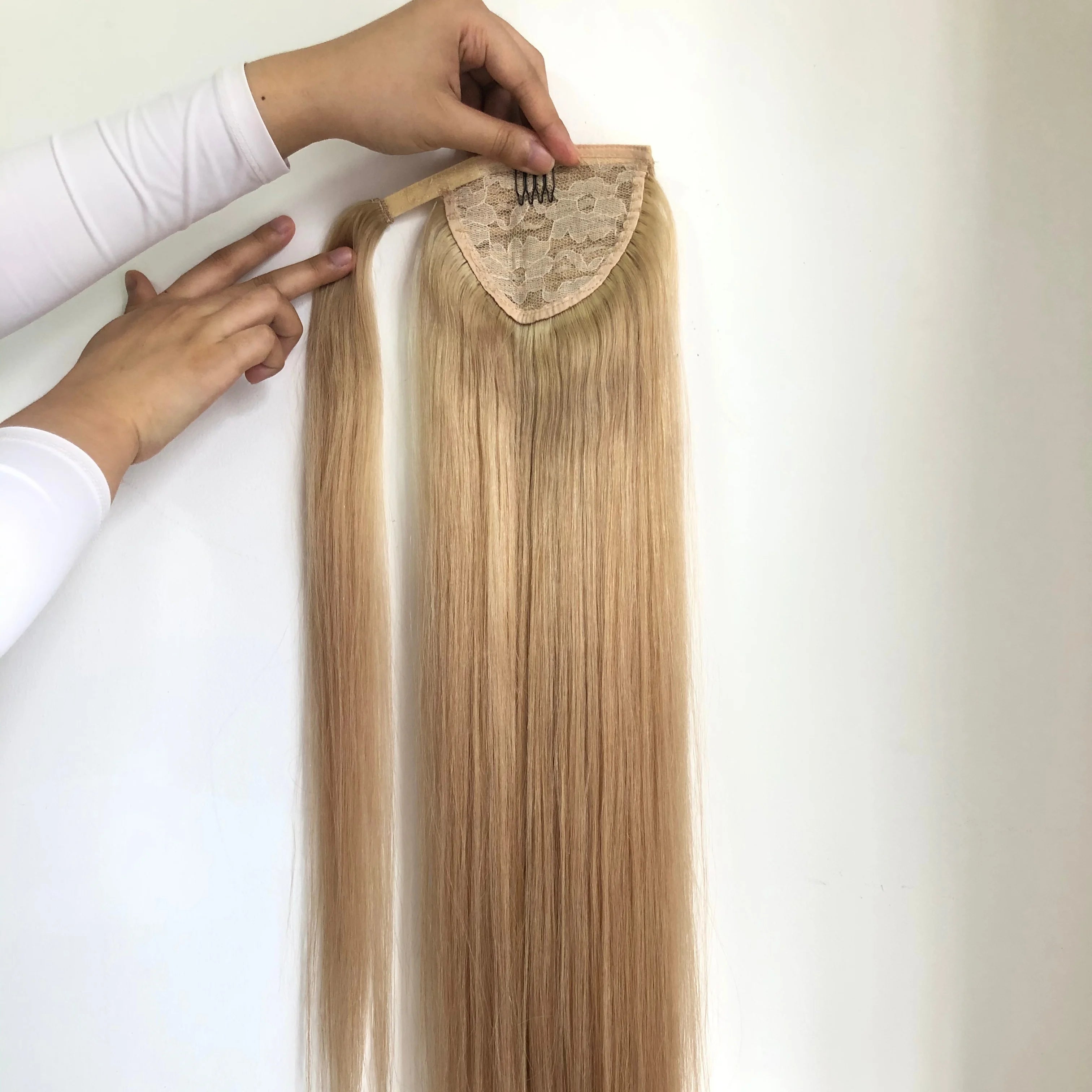 LONGFOR Luxury Clip-In Ponytail Extension 100% Chinese Remy Human Hair 18-24 Inch Straight Silky Soft Seamless Blending