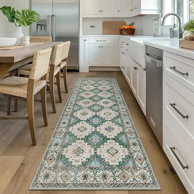 Vintage Kitchen Washable Runner Rug Runner Long Entryway Rug Low-Pile Vintage Rug for Bedroom Hallway