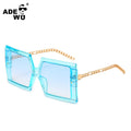 Fashion Chain Leg Big Frame Sunglasses Women Retro Rivet Square Sun Glasses Oversized Jelly Designer Shades UV400 Female XY9234
