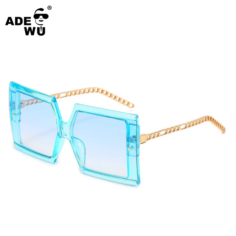 Fashion Chain Leg Big Frame Sunglasses Women Retro Rivet Square Sun Glasses Oversized Jelly Designer Shades UV400 Female XY9234